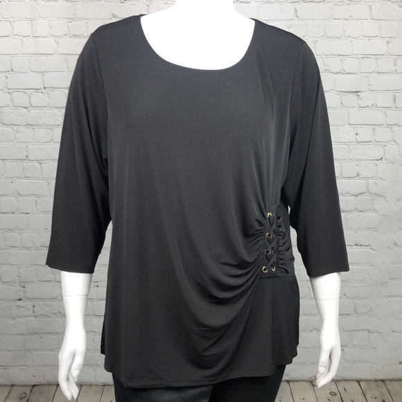 Calvin Klein Tops - Calvin Klein Black Side Tie 3/4 Sleeve Top Size 2X